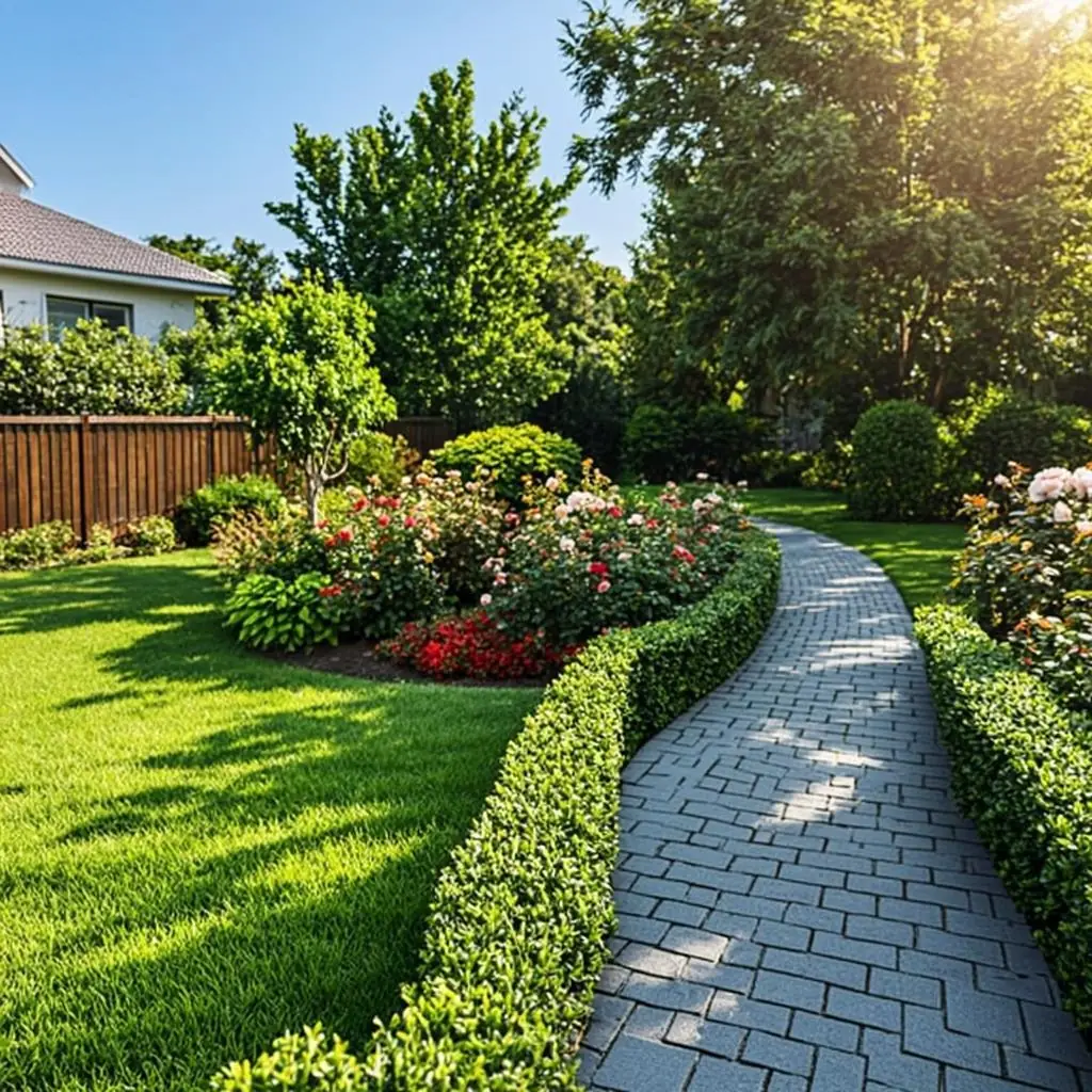 A landscaped backyard in the northwest Twin Cities served by Green Leaf Lawn Care