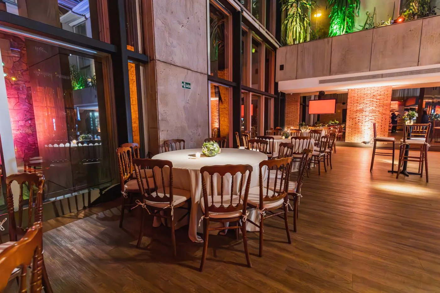 The private dining room set for an intimate event