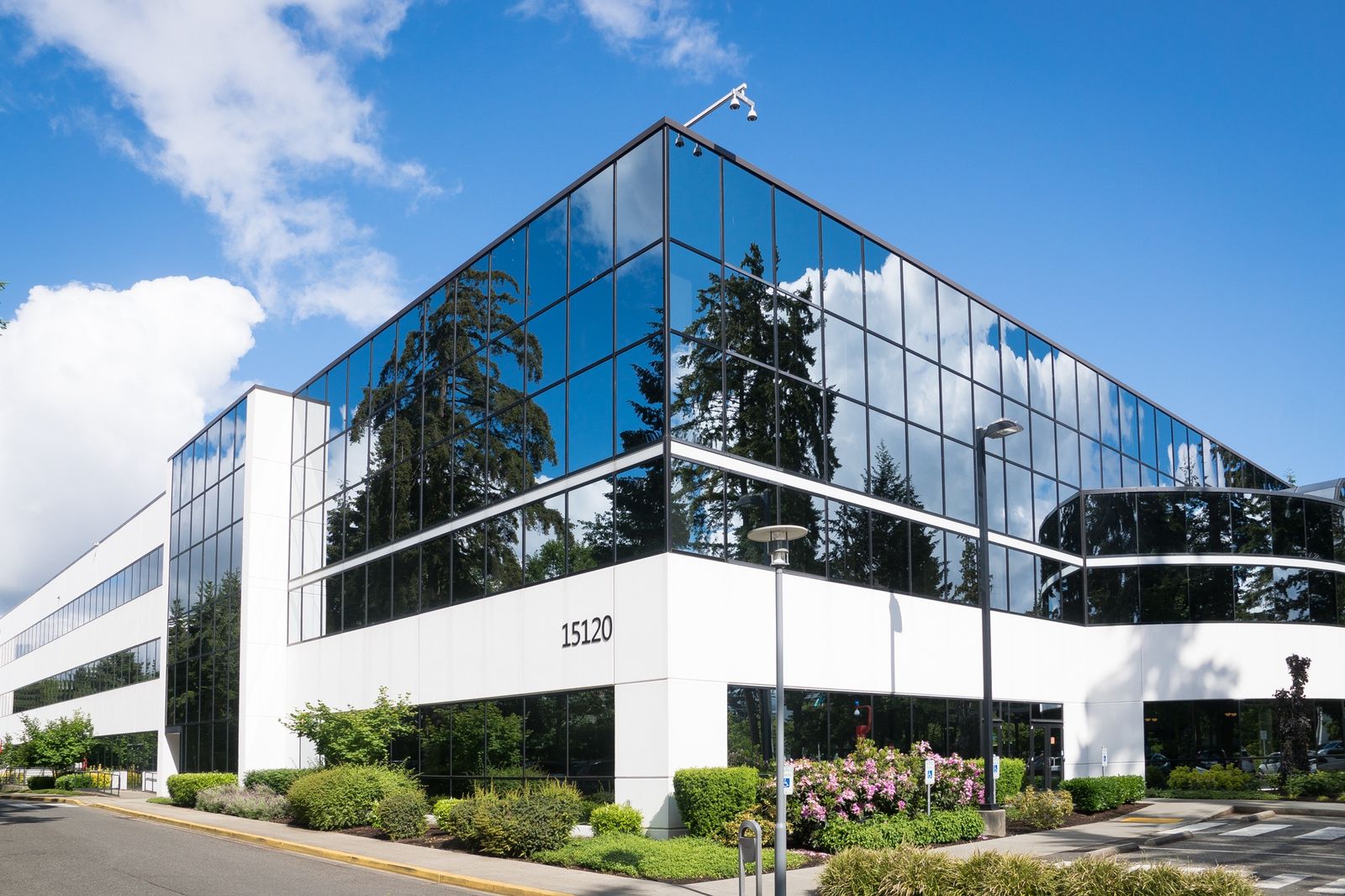 Glass-walled conference rooms