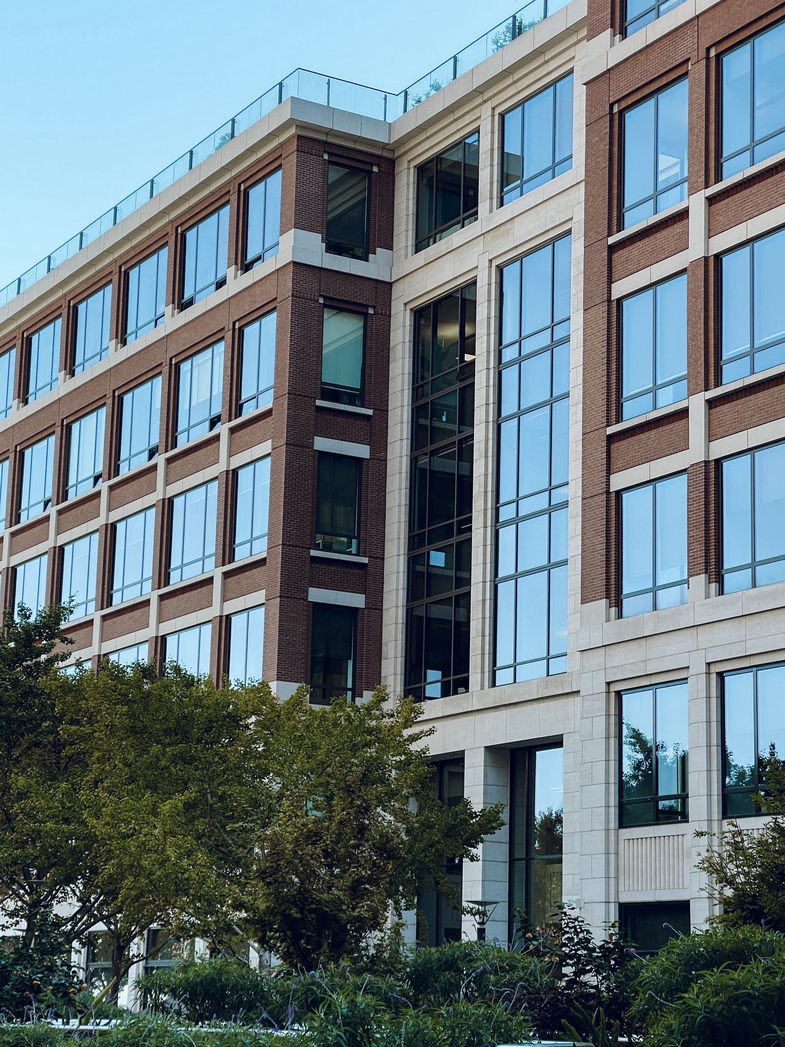 Modern commercial office building with a glass facade