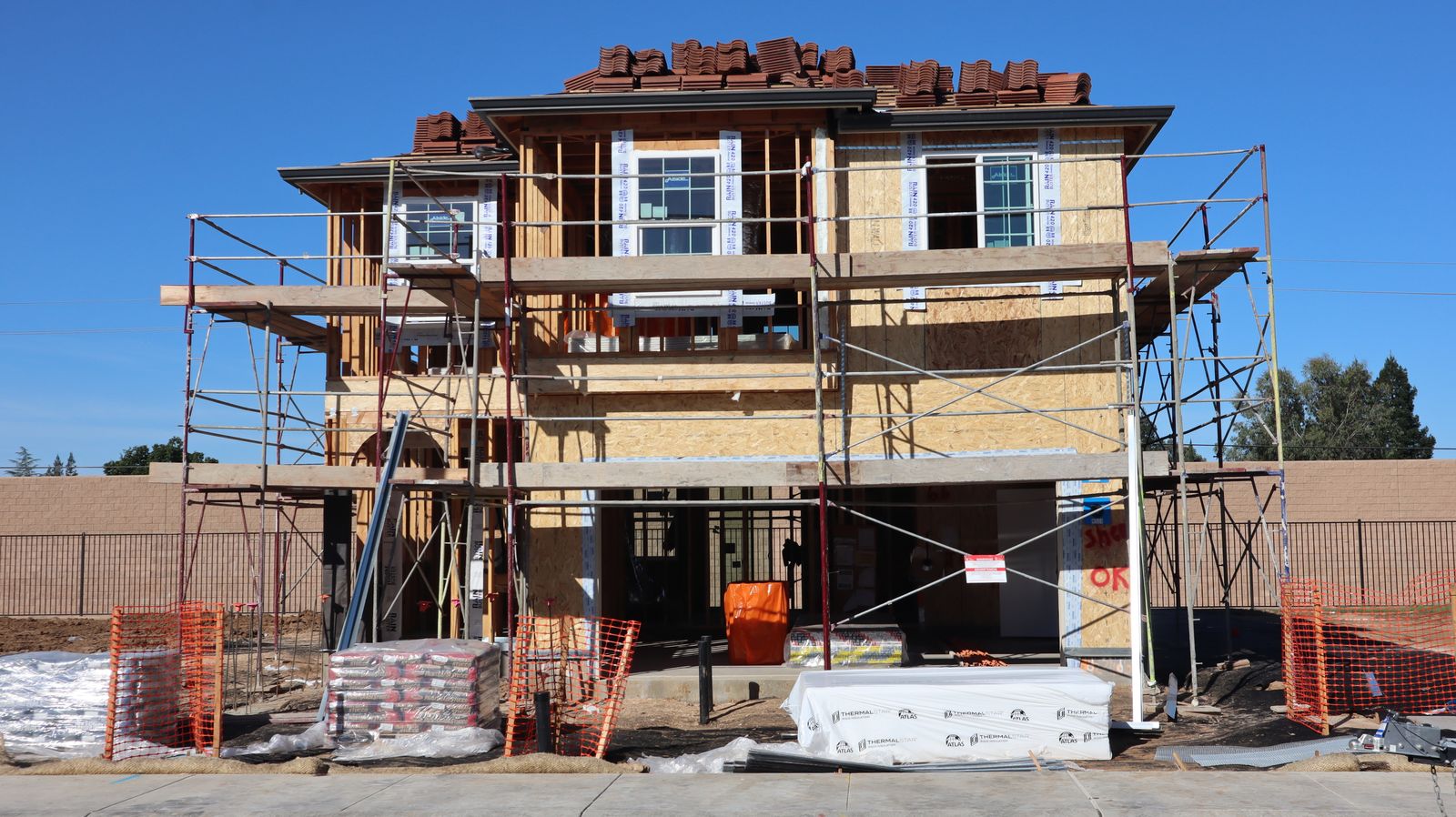 A custom two-story home under construction in the Pittsburgh area