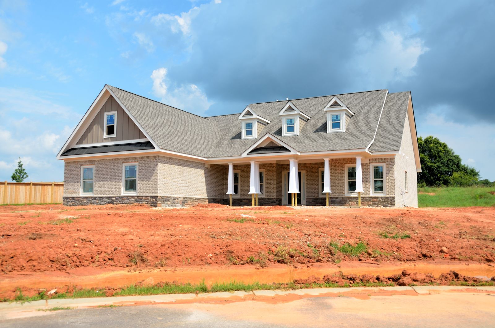 Finished brick exterior at completion